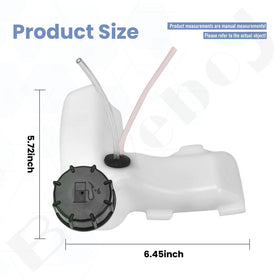Braveboy fuel tank assembly for Husqvarna 128C side view with pre-installed lines