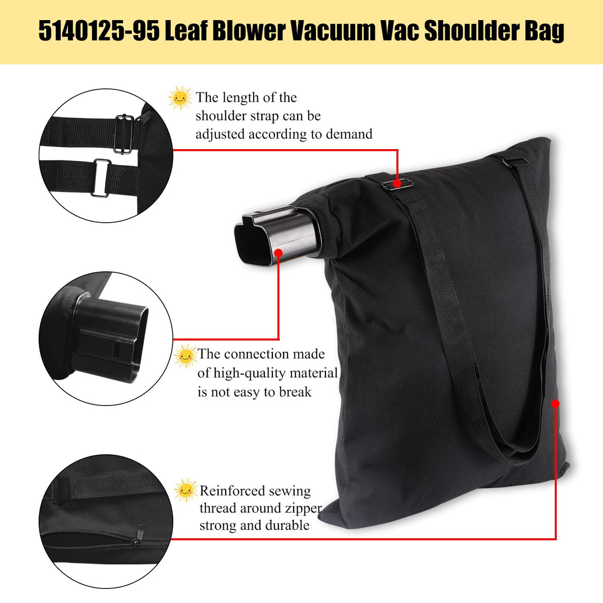 Braveboy 5140125-95 leaf bag side detail showing reinforced stitching.