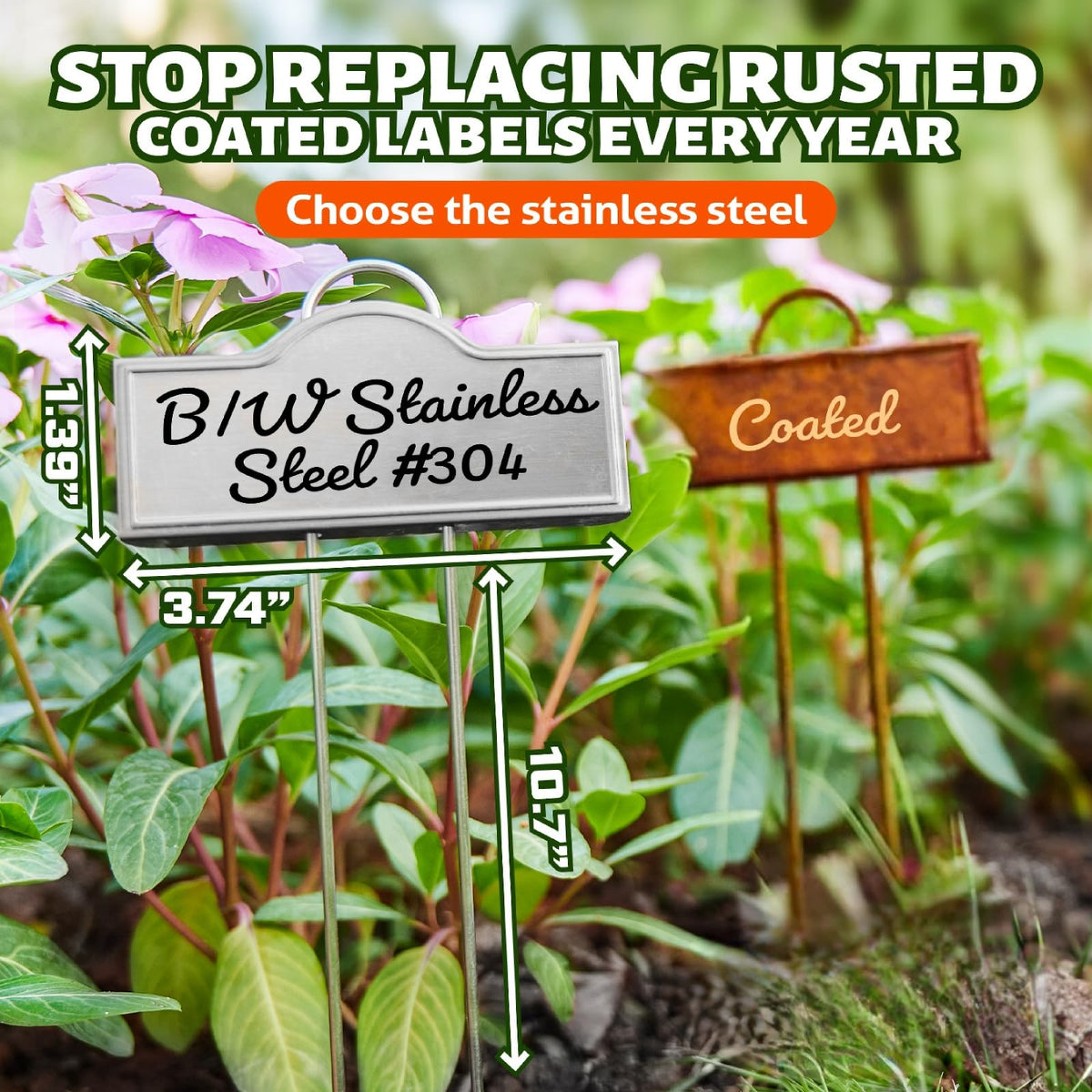Weatherproof Bravex plant label resists rain and sun for long-lasting marking.