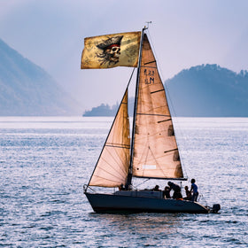 Durable BRAVITA flag fabric with brass eyelets for mounting