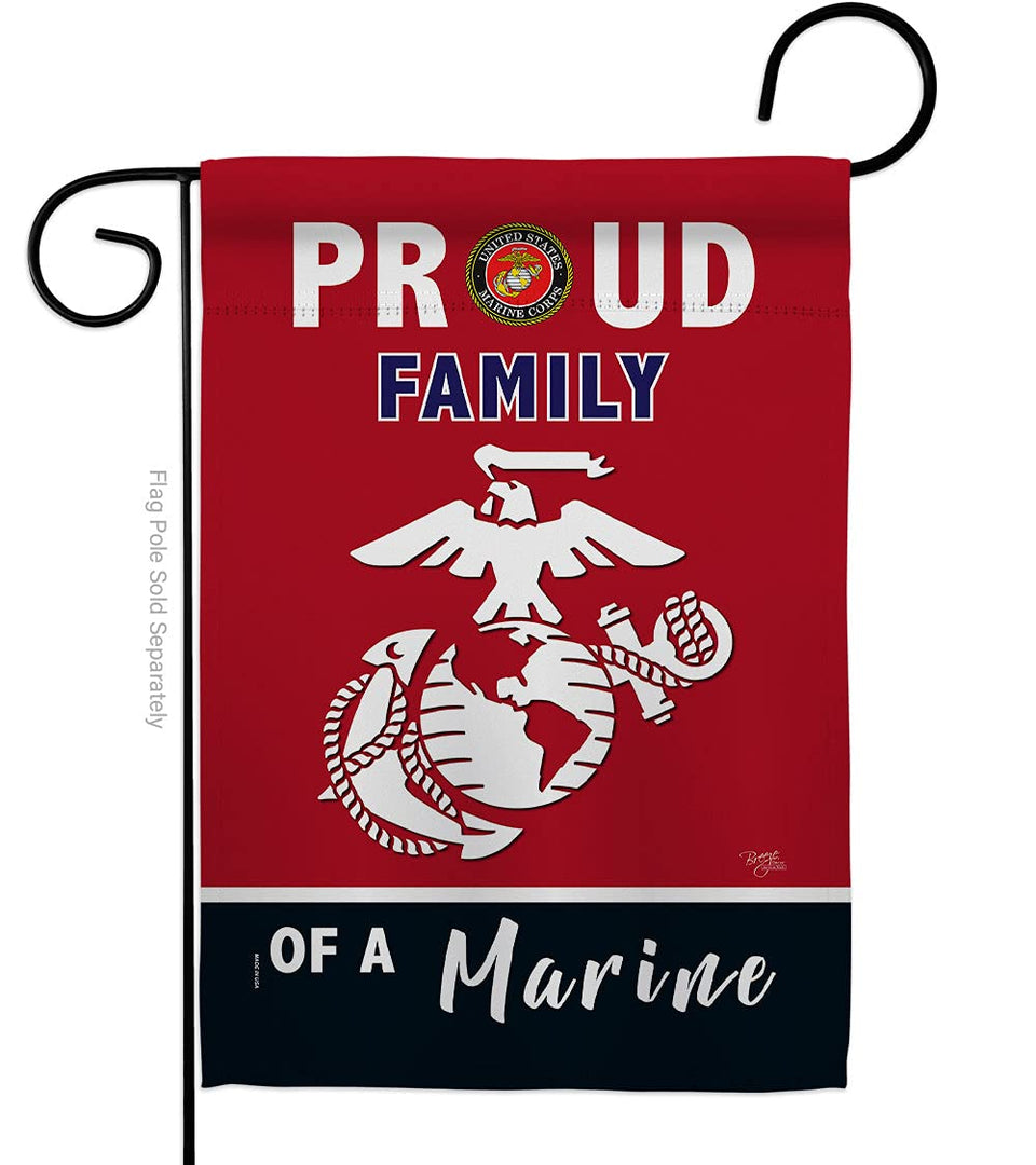 Breeze Decor Proud Family Marines flag – front view with double-sided readable print.