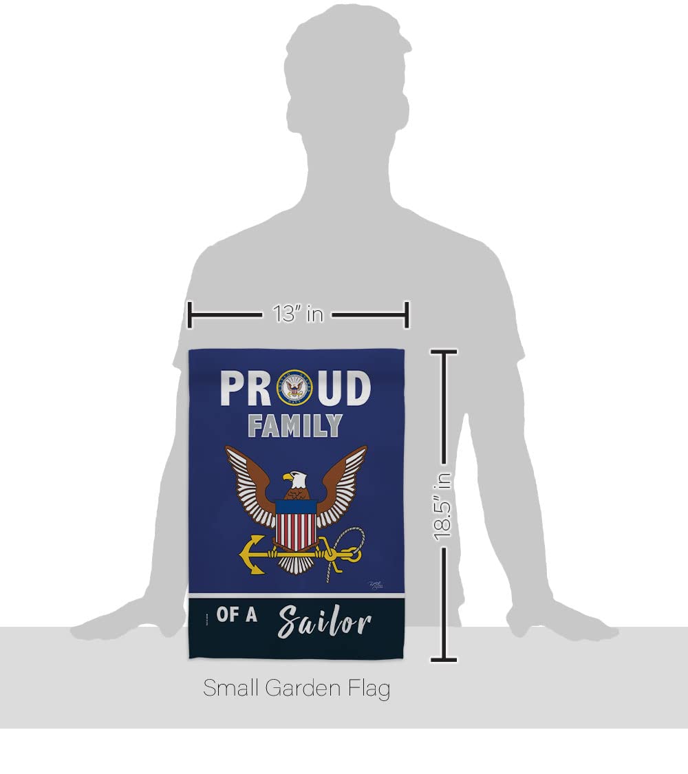 Breeze Decor Proud Family Sailor garden flag back view, weatherproof for outdoor porch display.