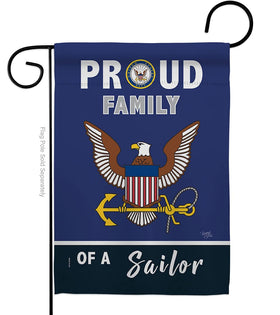 Breeze Decor Proud Family Sailor garden flag front view with double-sided readability for yard display.