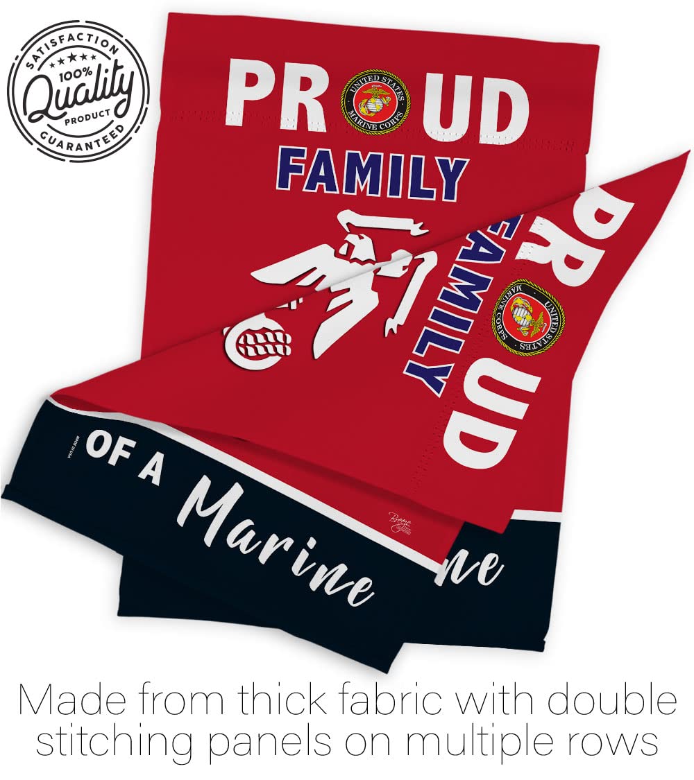 Breeze Decor Proud Family Marines flag – Sleeve hanger fits standard flagpoles.