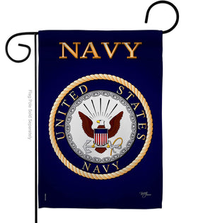 Breeze Decor US Navy garden flag front view shows vivid print for outdoor display