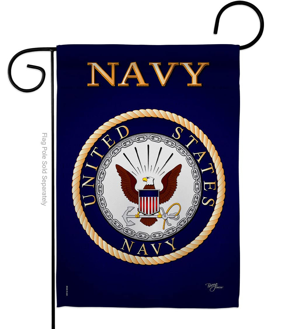 Breeze Decor US Navy garden flag front view shows vivid print for outdoor display