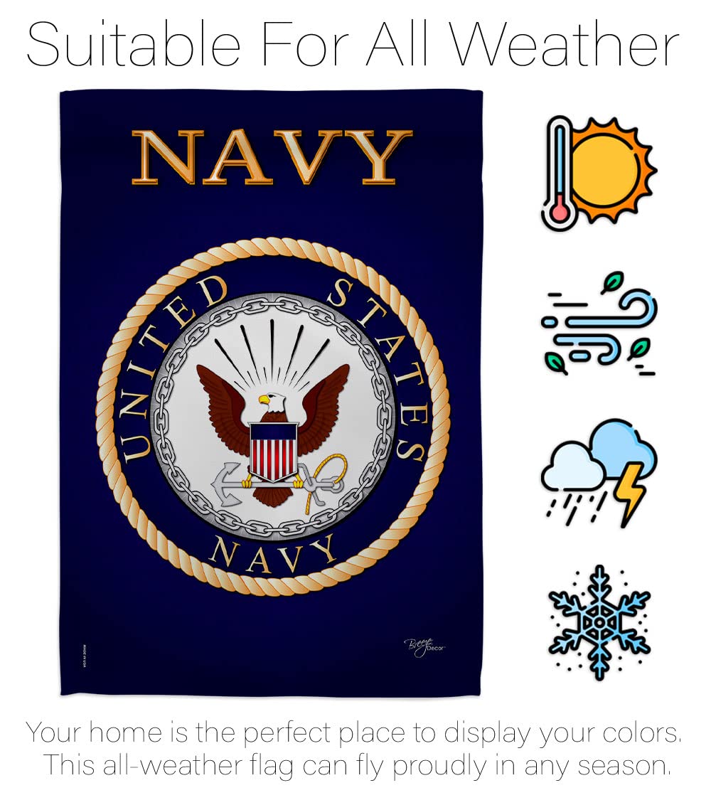 Breeze Decor US Navy garden flag outdoor display withstands weather