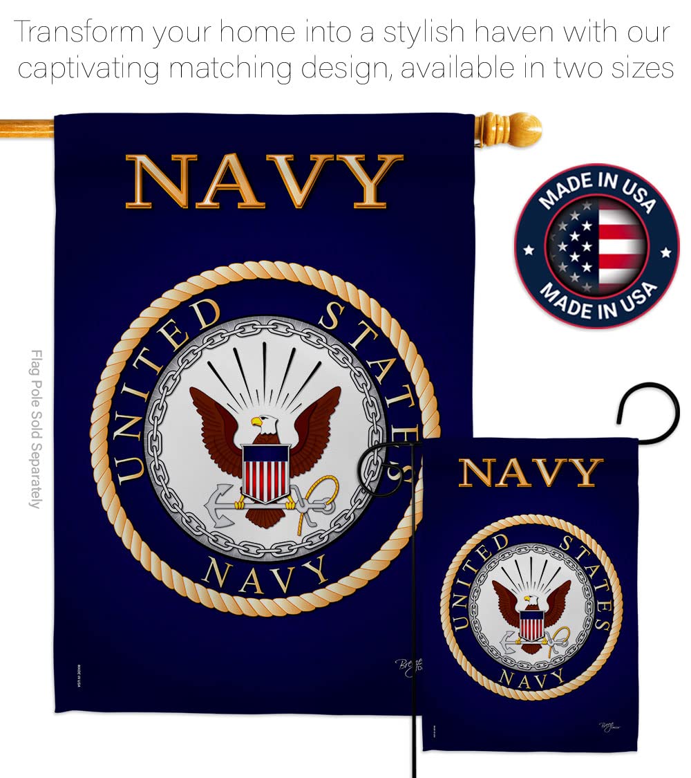 Breeze Decor US Navy garden flag stitching detail shows reinforced seams