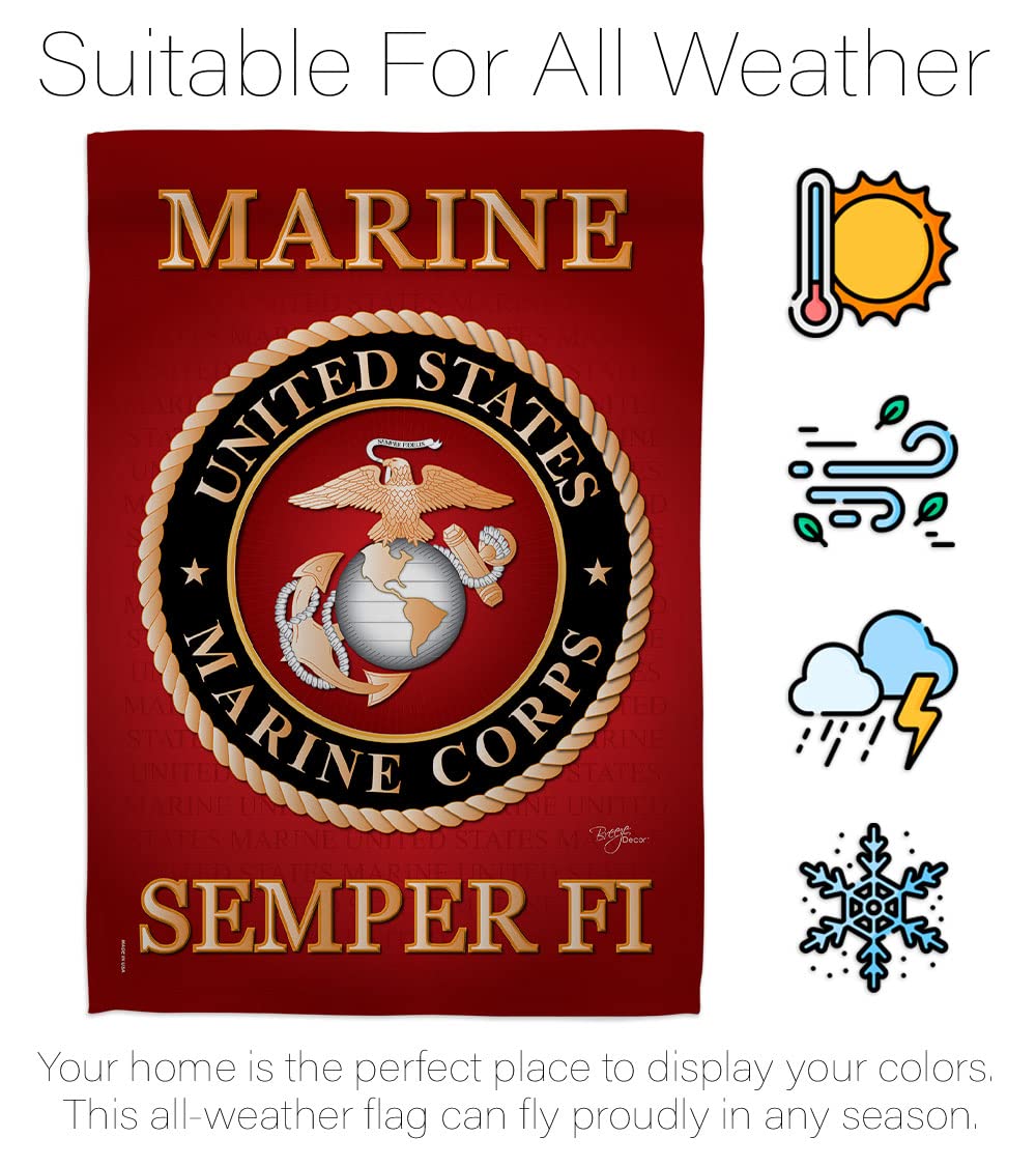 Breeze Decor USMC flag with vivid colors for a striking lawn display.