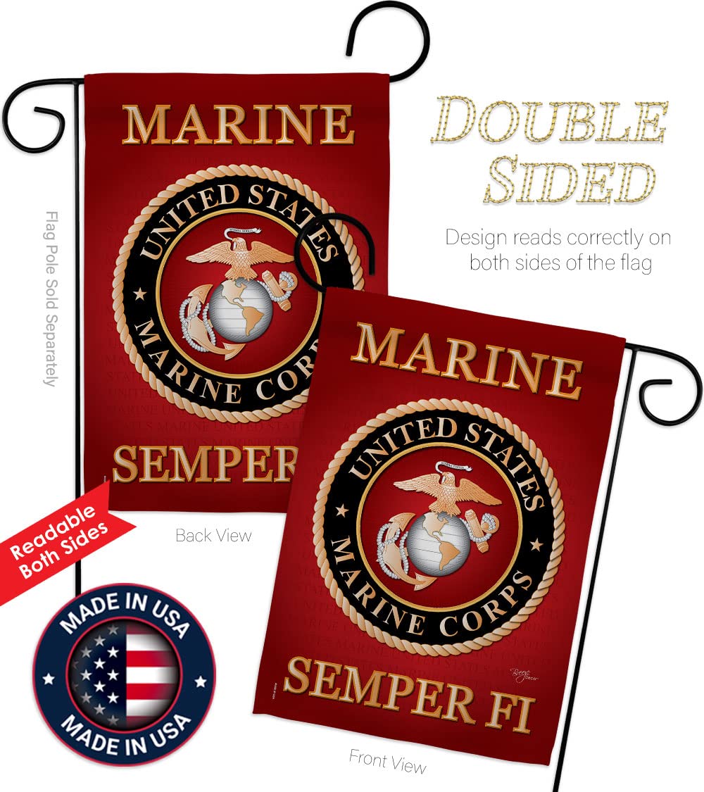 Breeze Decor USMC flag weather-resistant fabric stays vibrant outdoors.