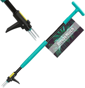 Breeze Touch 39-weed-puller with 3-claw head for deep root removal in lawns.