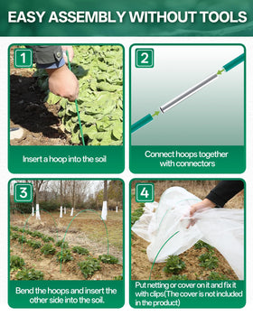 Breeze Touch 4-foot-wide bed hoops adapt to different garden layouts and bed widths easily.