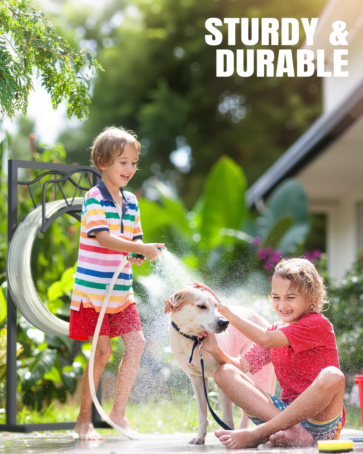 Breeze Touch 4-spike hose stand suited for garden, patio, or lawn