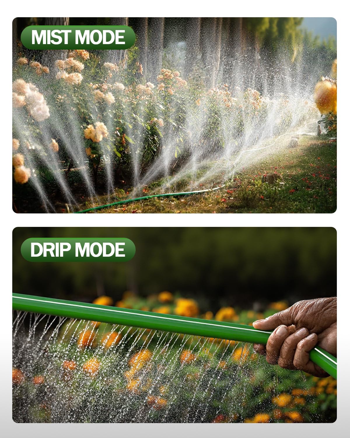 Breeze Touch hose rolled up for compact storage after watering.