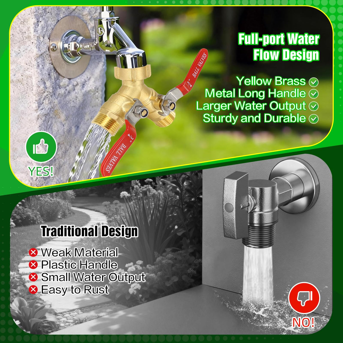 Ideal for lawn irrigation and wash-down tasks with dual outlets