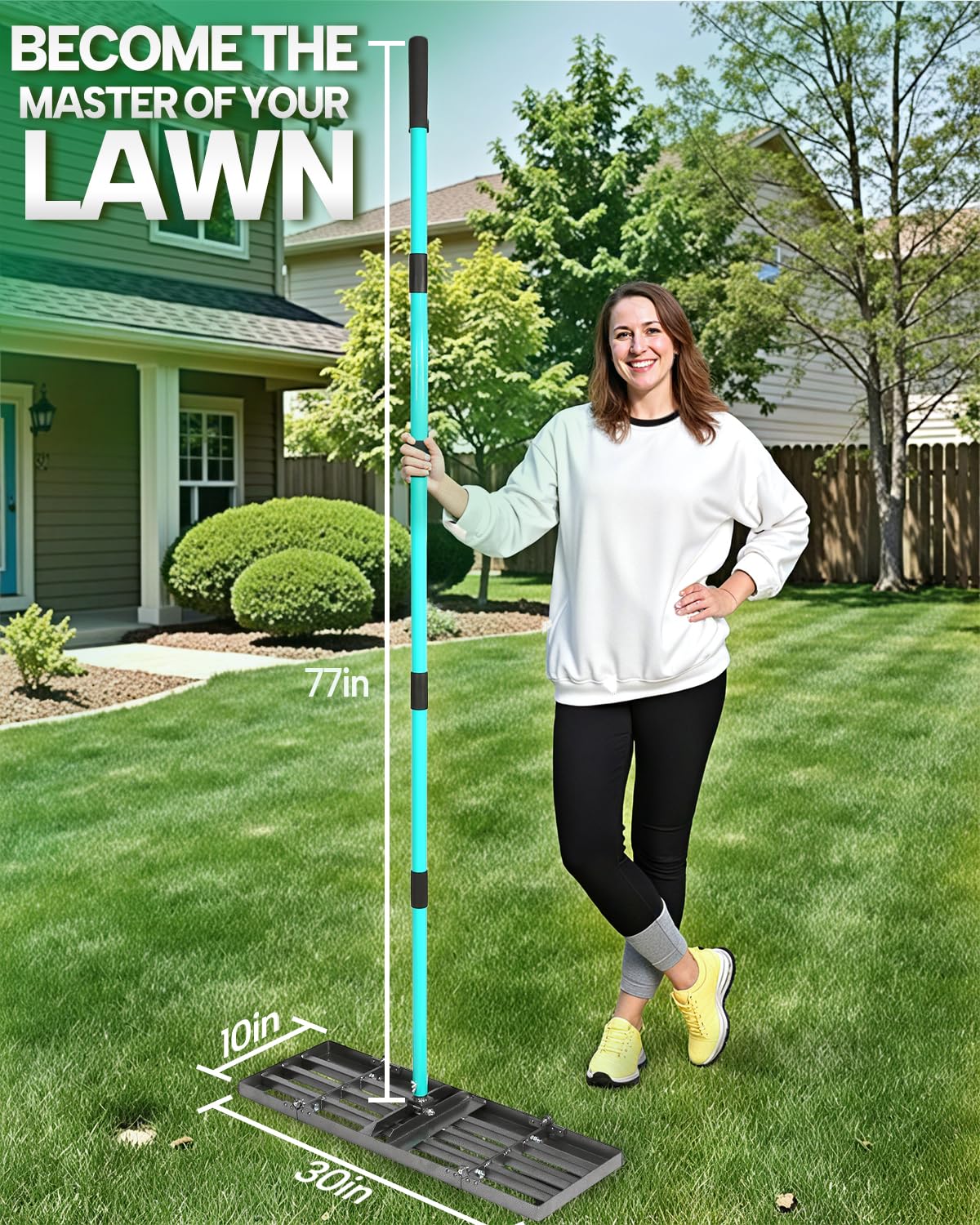 Breeze Touch Lawn Leveling Rake ideal for seeding and topsoil distribution.