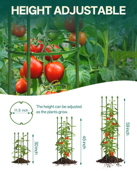 Breeze Touch tomato trellis adjustable up to 59 inches for tall vegetables.