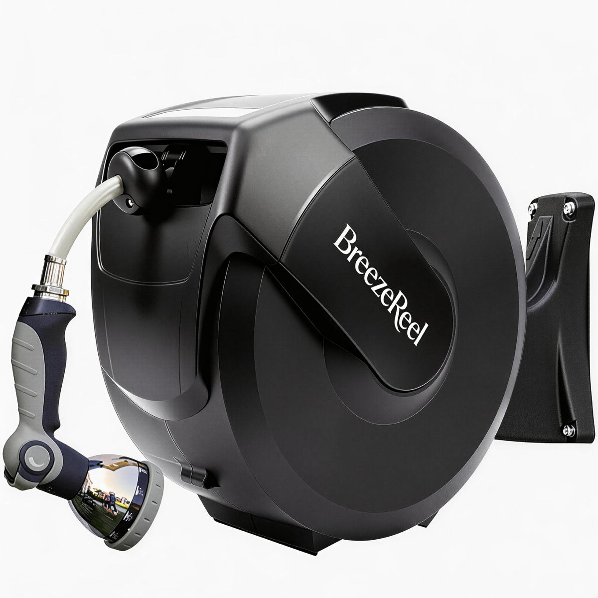 BreezeReel retractable hose with length lock enables flexible garden watering