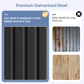 Breezestival shed assembly guide image emphasizes labeled parts and two person setup.