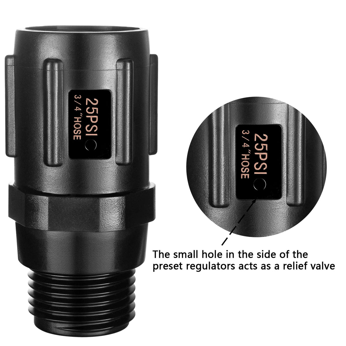 Breezliy regulator mounted on drip line highlighting durable ABS body