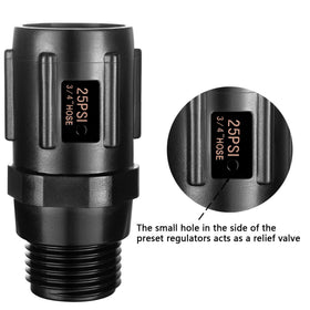 Breezliy regulator mounted on drip line highlighting durable ABS body