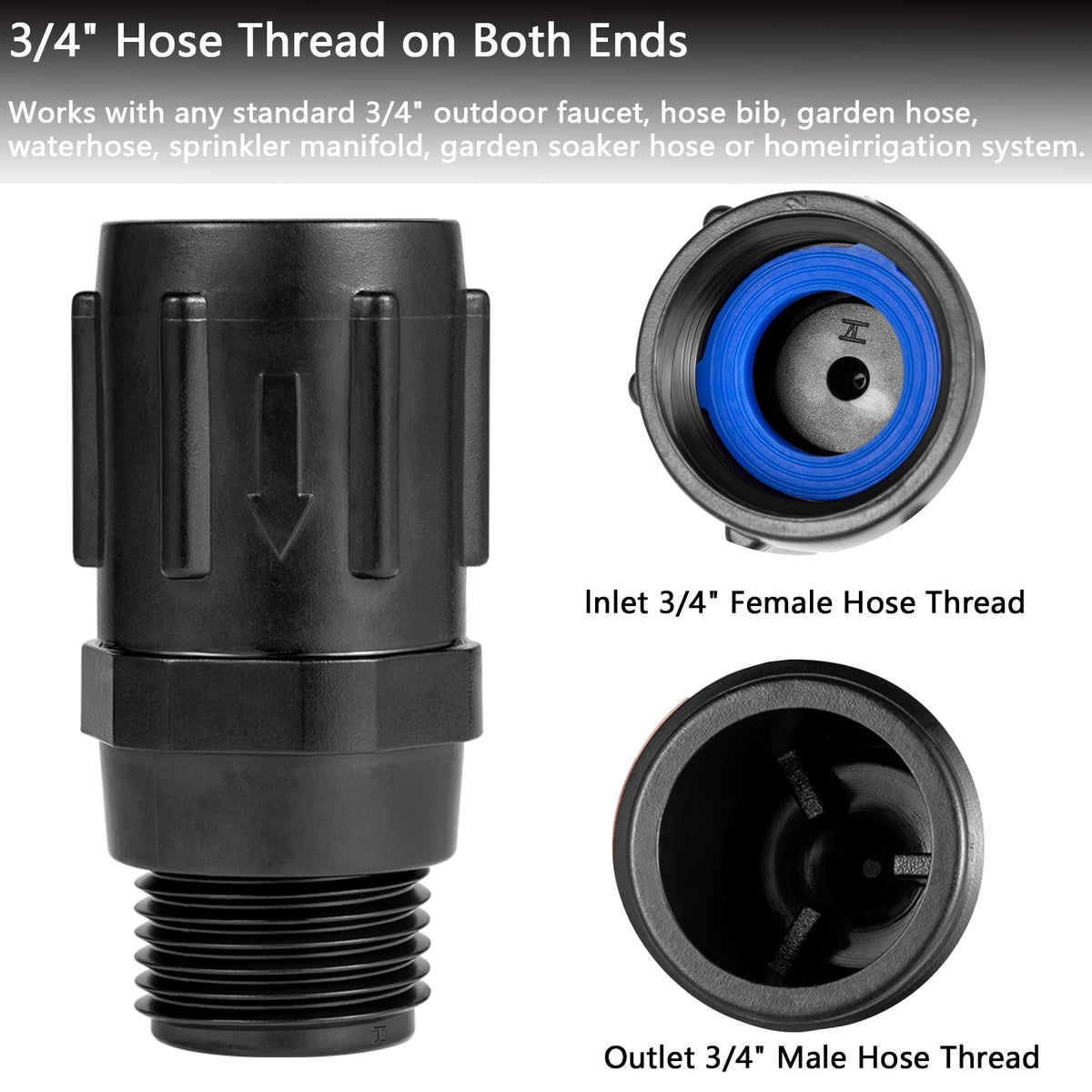 Breezliy drip irrigation regulator shows compatibility with emitters and tubing.