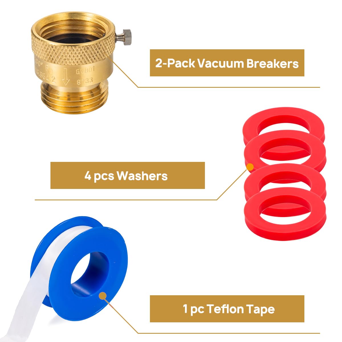 Breezliy vacuum breaker connection with 3-4 inch thread and fittings.
