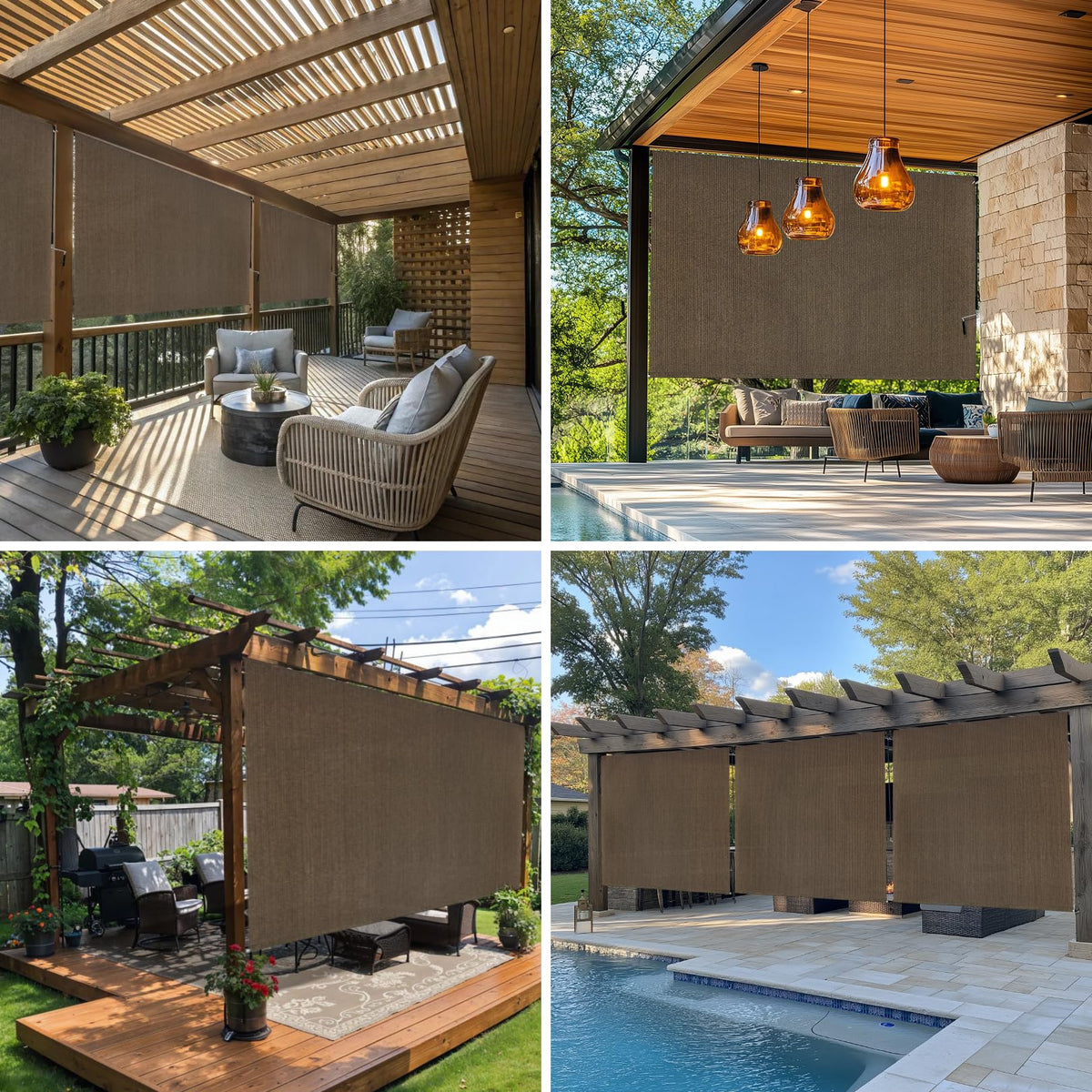 Breezombra shade on a gazebo creates a shaded outdoor space.