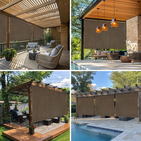 Breezombra shade on a gazebo creates a shaded outdoor space.