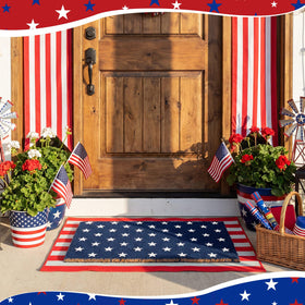Breling patriotic entryway mats non-slip backing keep paths secure.