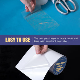 Breliter patch applied on air mattress demonstrates easy repair.