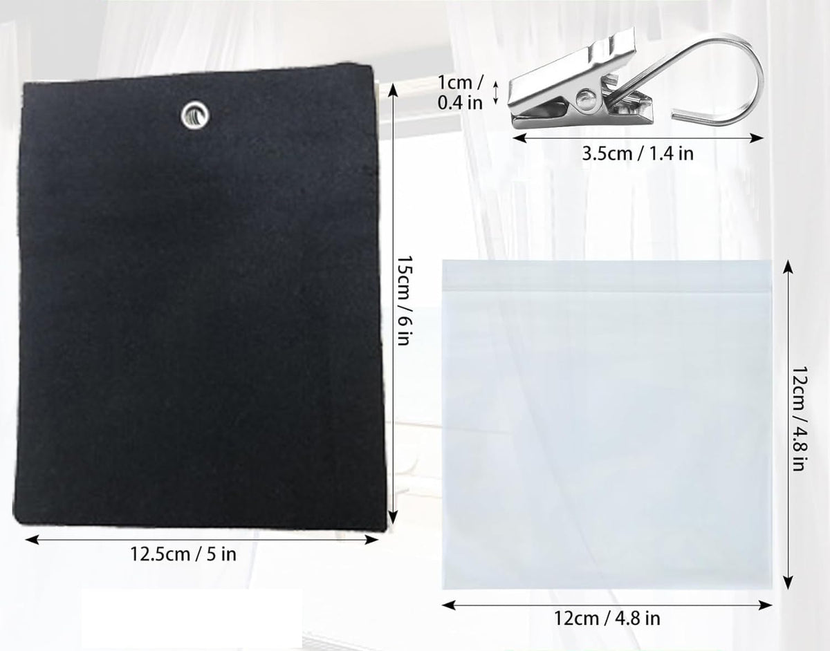 Bresanon stainless steel clips attach weight bags firmly to curtain hems.