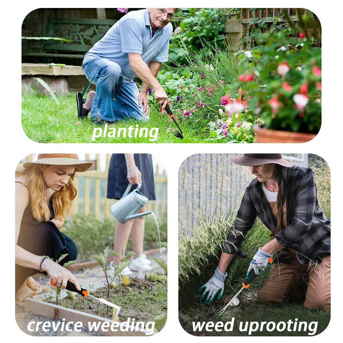 bretreead 3-pack garden tools simplify weed removal in beds and cracks