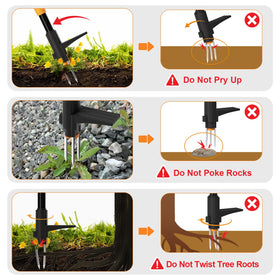 Brewin Tools three-claw weeder grips roots effortlessly with twist-pull action.