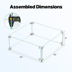 Thick tempered glass wind guard with polished edges for durability.