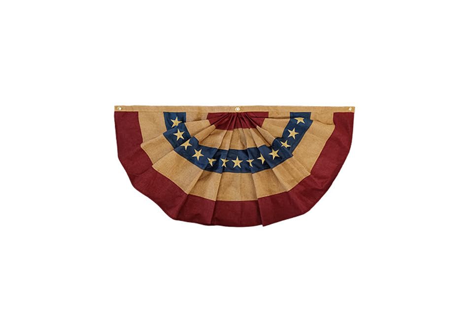 Briarwood Lane Burlap Patriotic Bunting front view showing durable all-weather fabric for outdoor celebrations