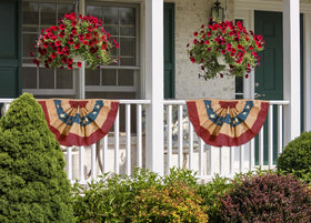 Briarwood Lane Burlap Patriotic Bunting with raised embroidered stars for festive outdoor display