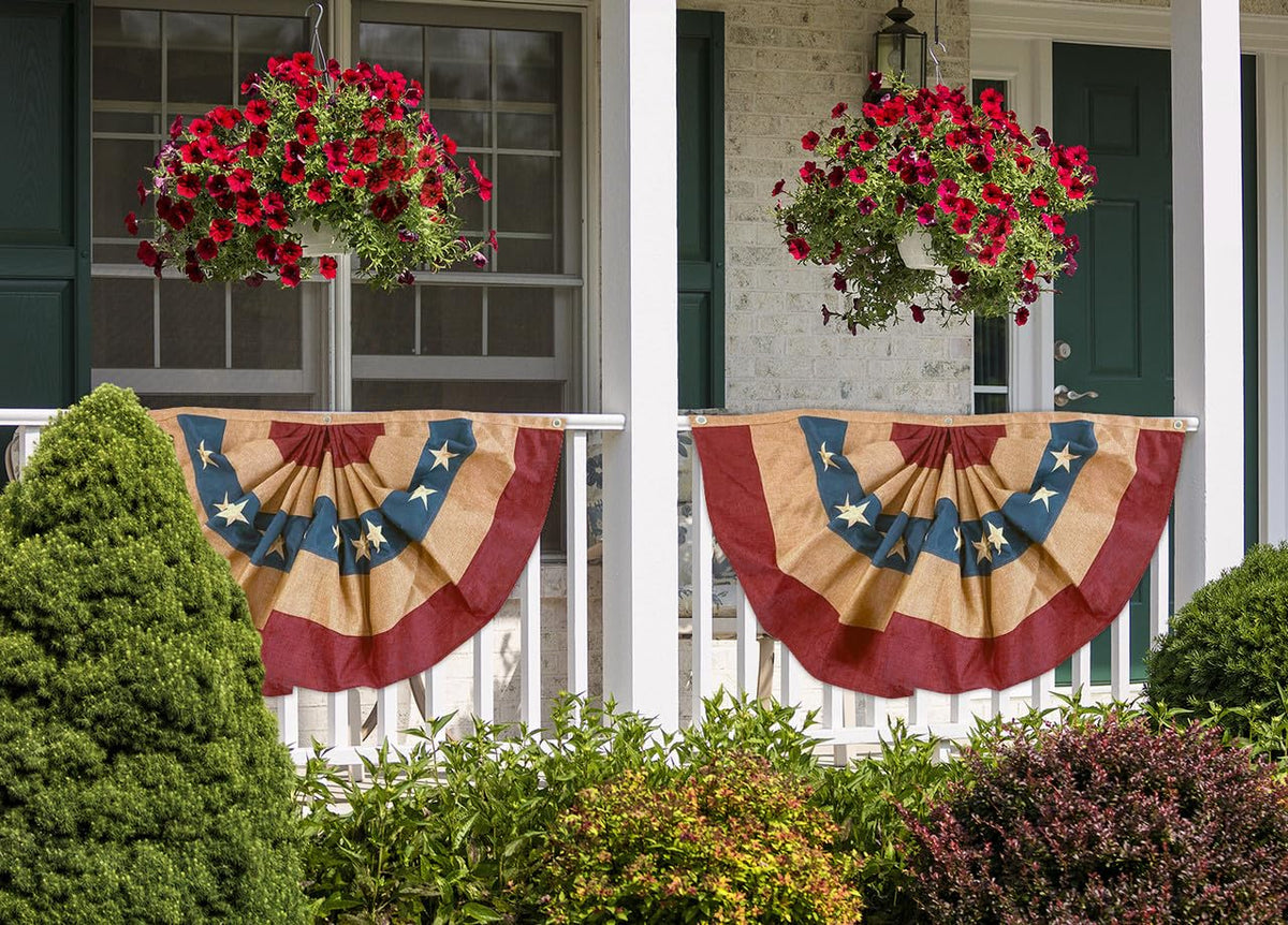 Briarwood Lane embroidered stars bunting adds festive outdoor touch.