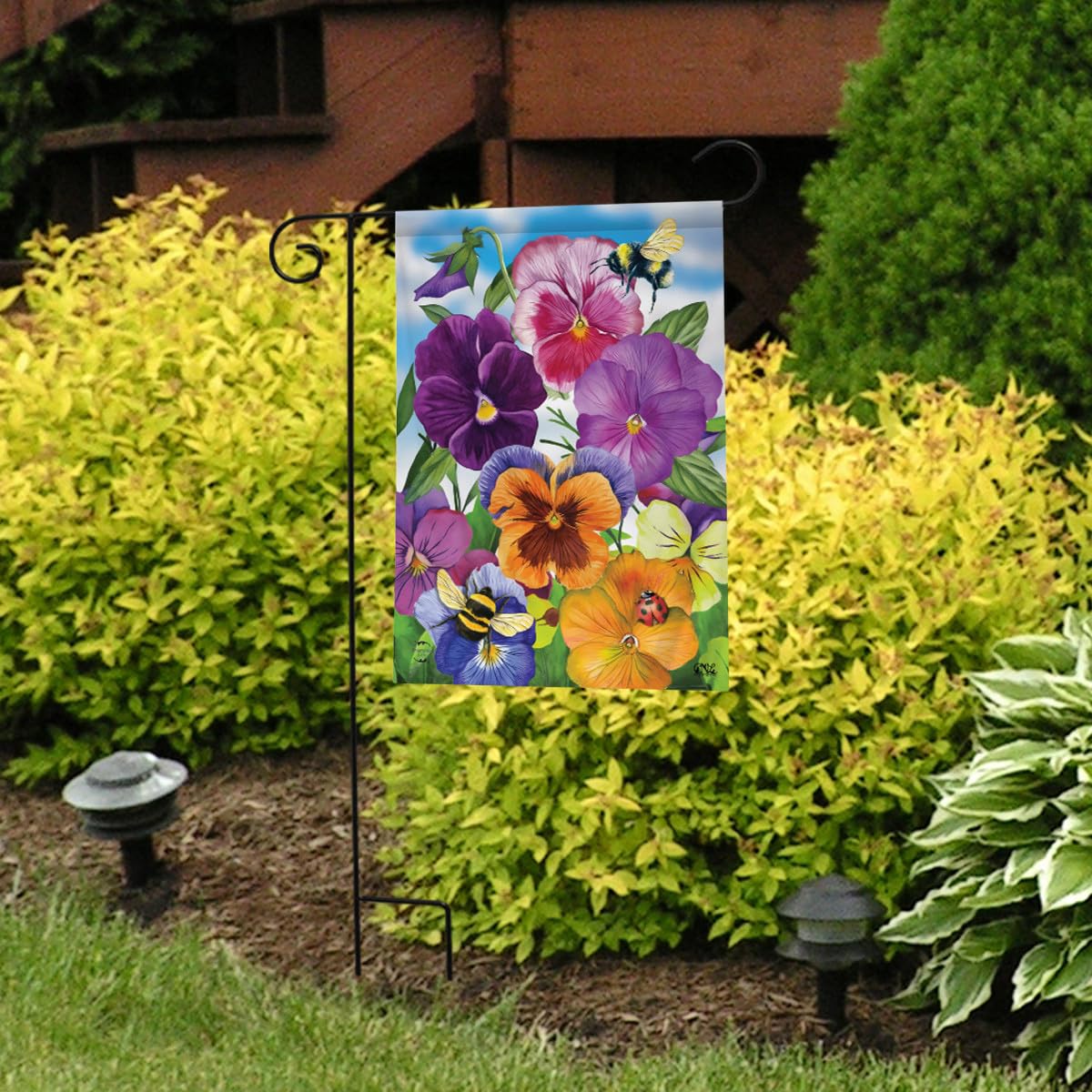 Briarwood Lane flag sleeve close-up illustrating outdoor-ready mounting for standard stands.