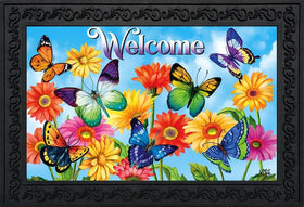 Briarwood Lane Fluttering Butterflies doormat — vibrant indoor/outdoor entryway color.