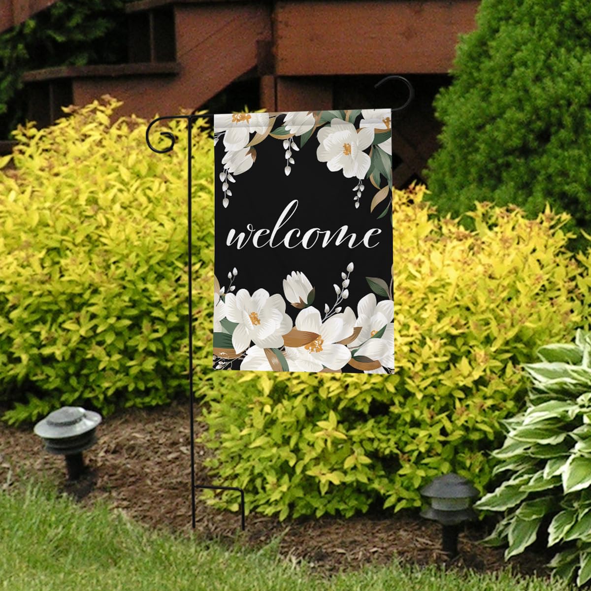 Briarwood Lane white magnolias flag artwork detail emphasizing sharp imagery.