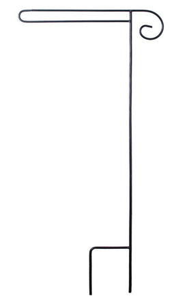 Briarwood Lane wrought iron flag stand front view, sturdy display for seasonal garden flags.