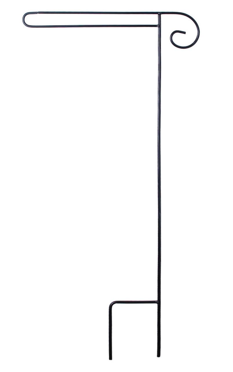 Briarwood Lane wrought iron flag stand front view, sturdy display for seasonal garden flags.