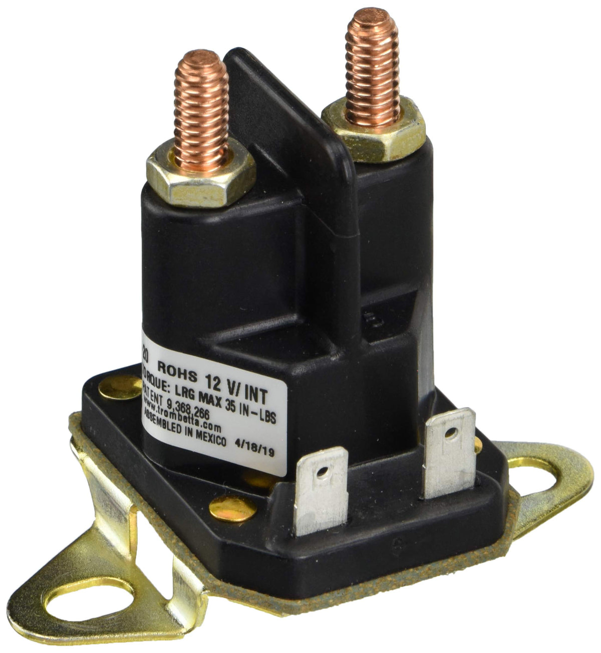 Briggs & Stratton 1755382YP solenoid front view supports reliable engine start.
