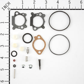 Components of Briggs & Stratton 498260 kit laid out for part verification
