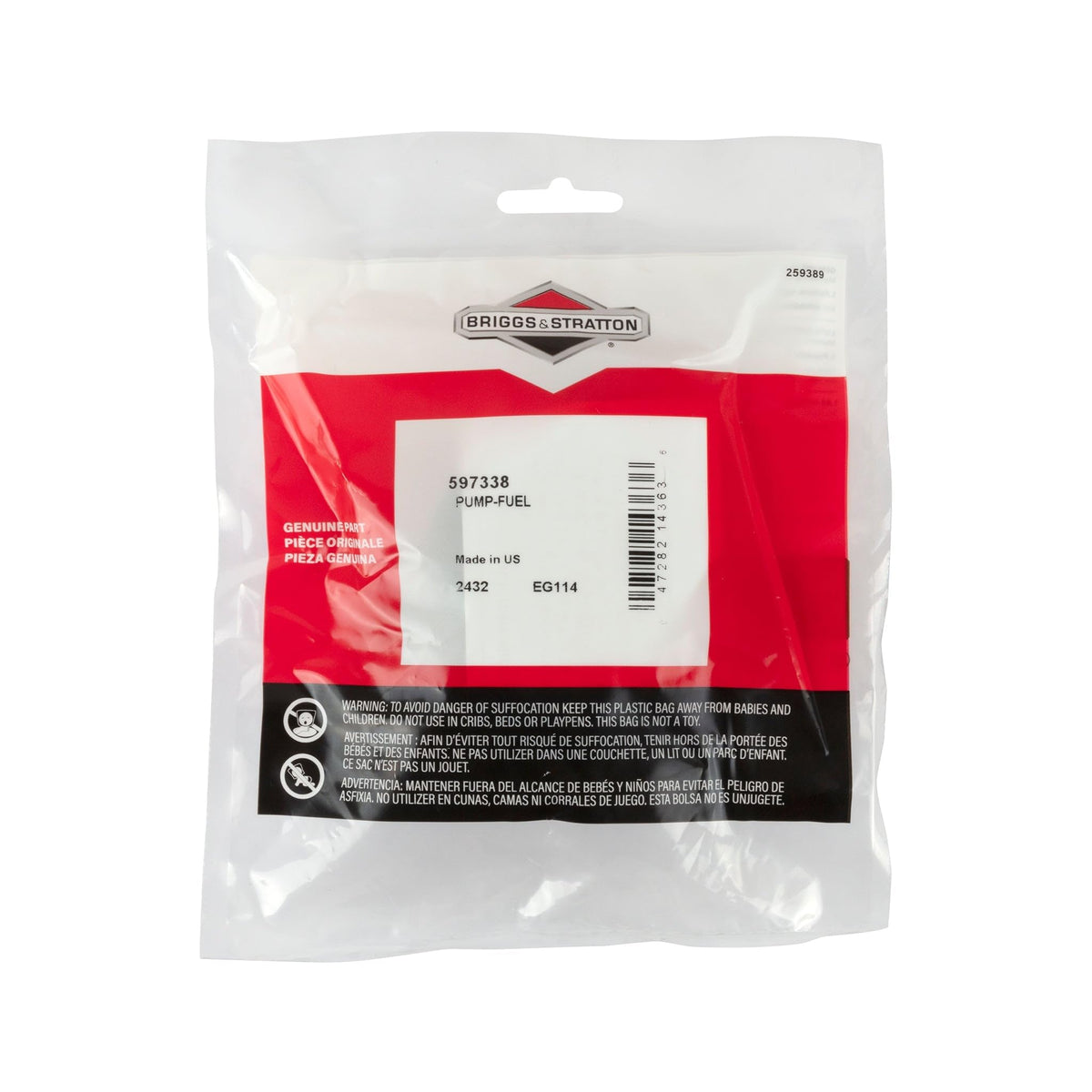 Briggs Stratton fuel pump installed on engine demonstrates consistent fuel flow