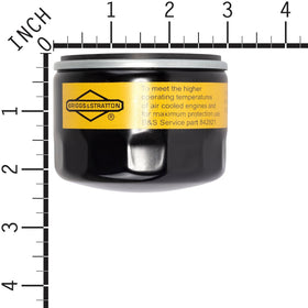 Briggs & Stratton 842921 oil filter label, indicating genuine part and reliable performance.