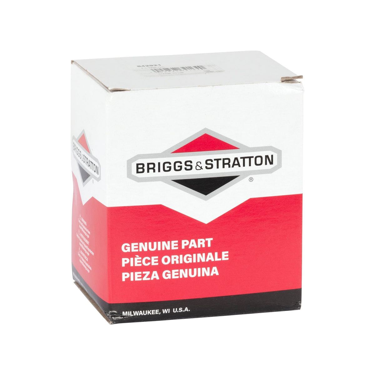 Briggs & Stratton Vanguard engine maintenance with OEM oil filter replacement.