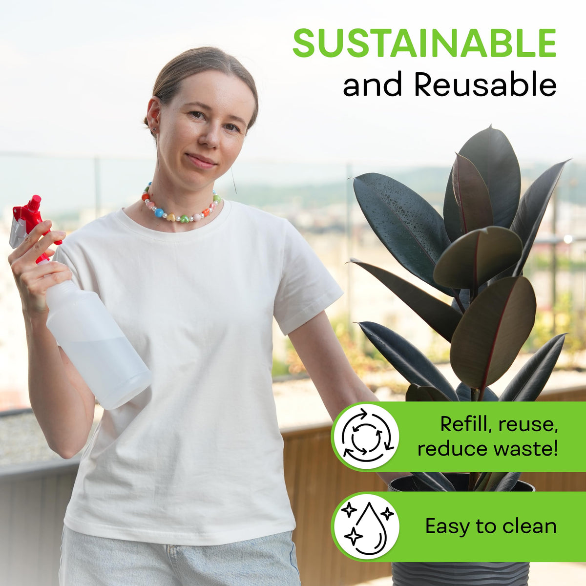 BRIGHTFROM multi-use-cleaning-bottle supports cleaning, gardening, and vehicle detailing.