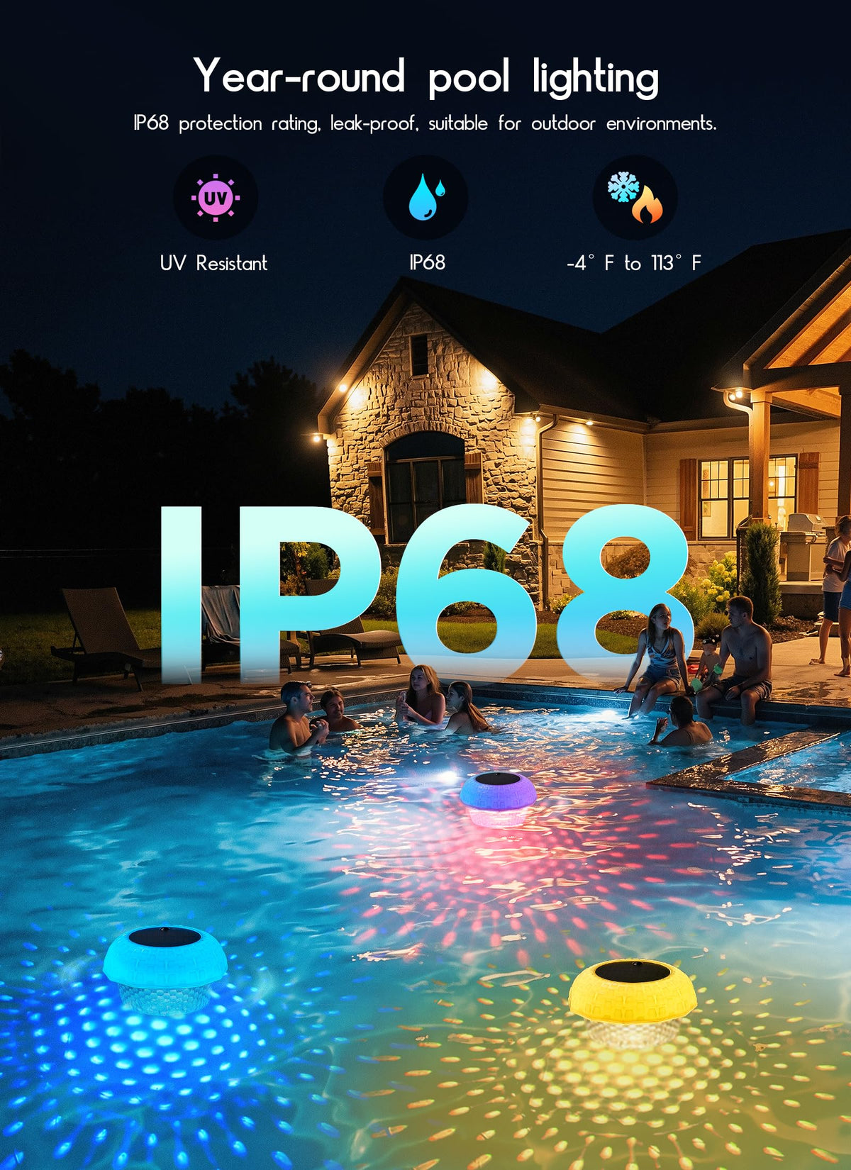 Brightown all-weather lighting design suits pools, hot tubs, ponds, and decor.